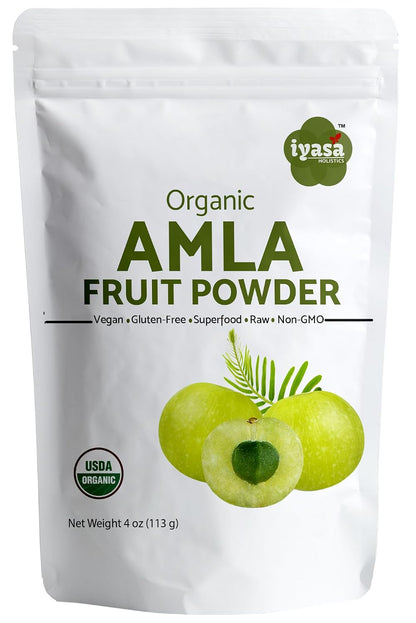 Iyasa Holistics Organic Amla Powder 454g (16 oz) - USDA Certified Organic Indian Gooseberry Superfood