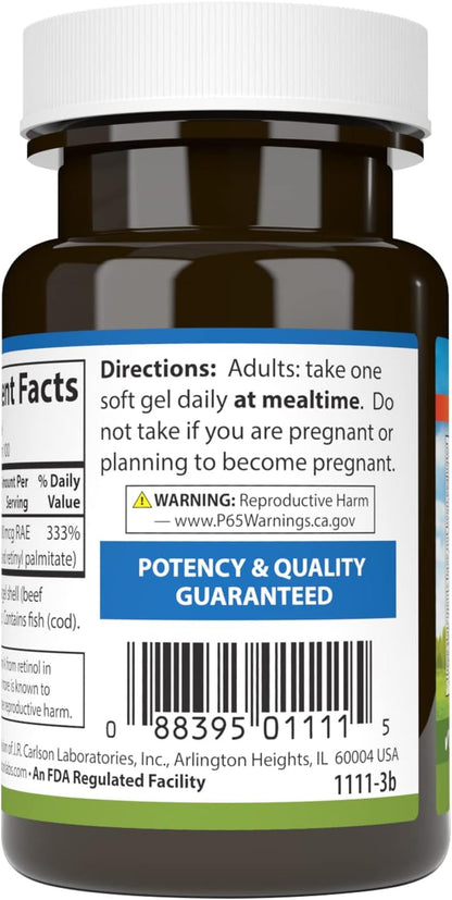Carlson Vitamin A 10000 IU (3000 mcg RAE) - Vision & Skin Health Supplement