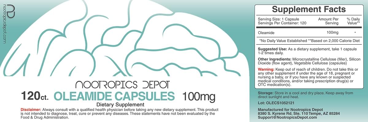 Nootropics Depot Oleamide 100mg Capsules - 120 Count - görsel 2