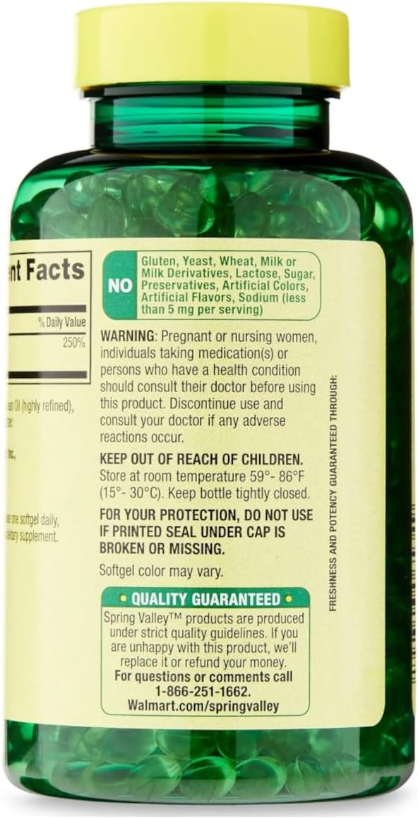 Spring Valley Vitamin D3 50 mcg (2,000 IU) Soft gel capsules, 400 Count + Weekly Pillbox - görsel 3