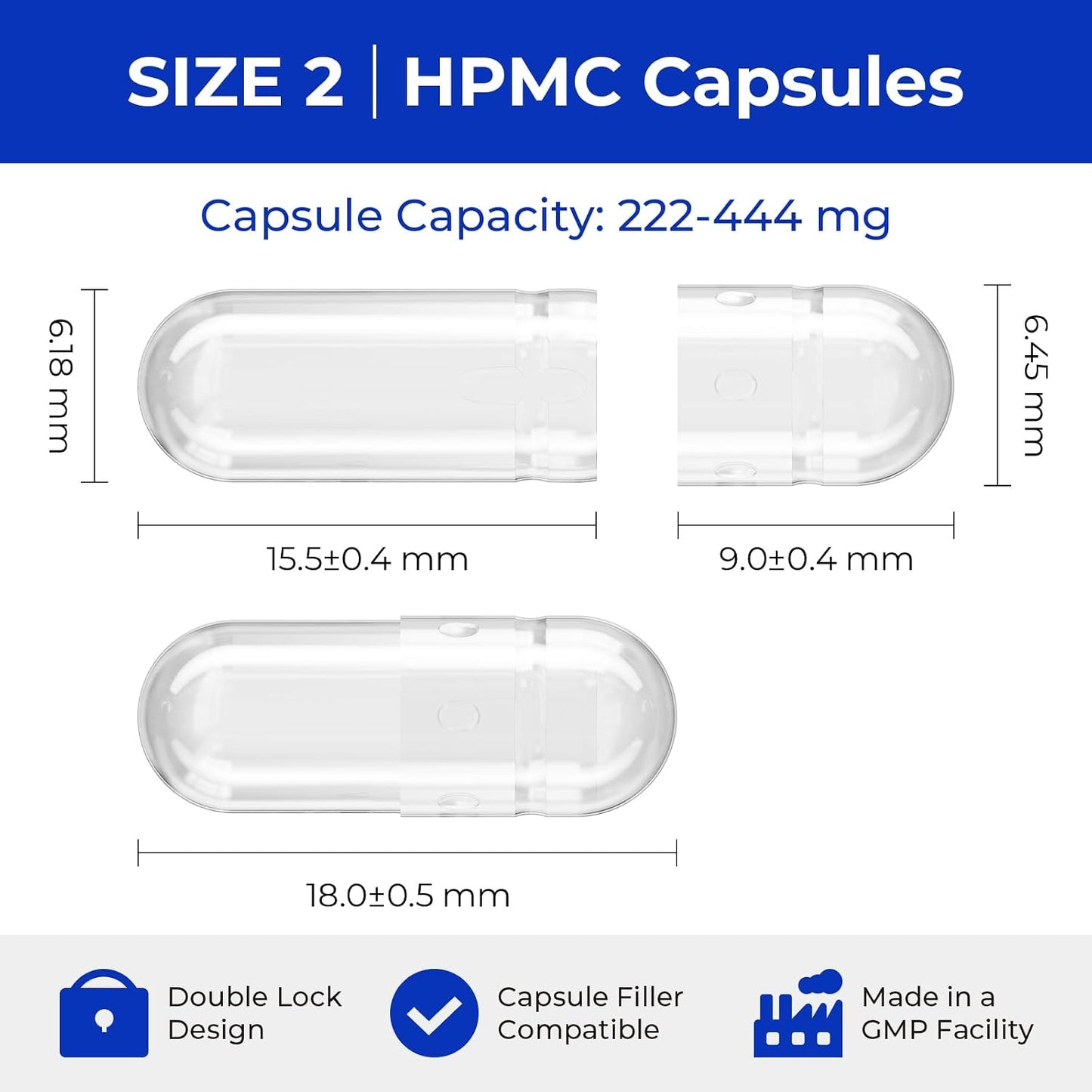 Empty Vegan Capsules Size 2 - 100 Count - DIY Filling with Micro Lab Spoons - görsel 2