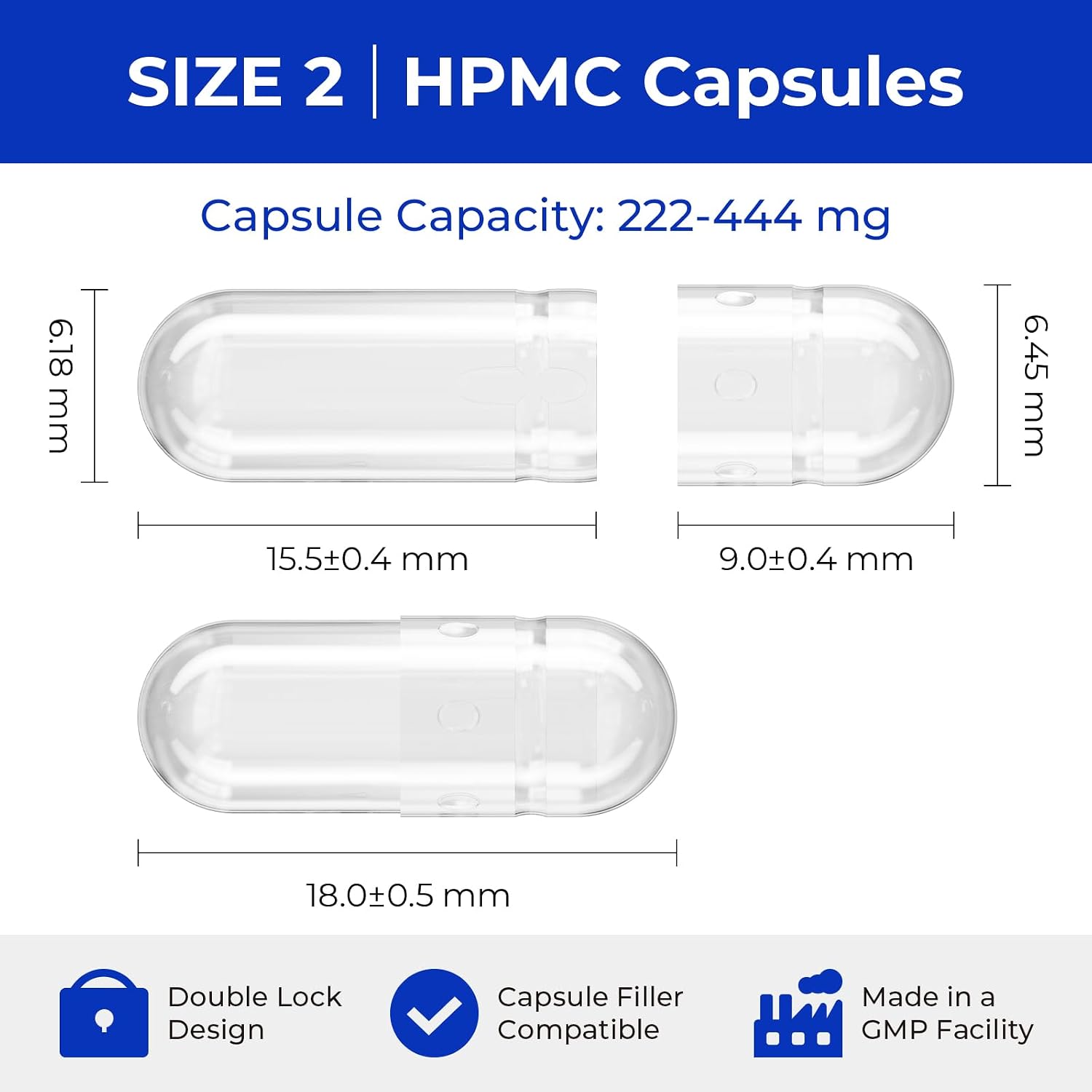 Empty Vegan Capsules Size 2 - 100 Count - DIY Filling with Micro Lab Spoons - görsel 2