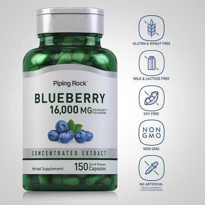Piping Rock Blueberry Supplement – 150 Capsules – Non-GMO and Gluten-free