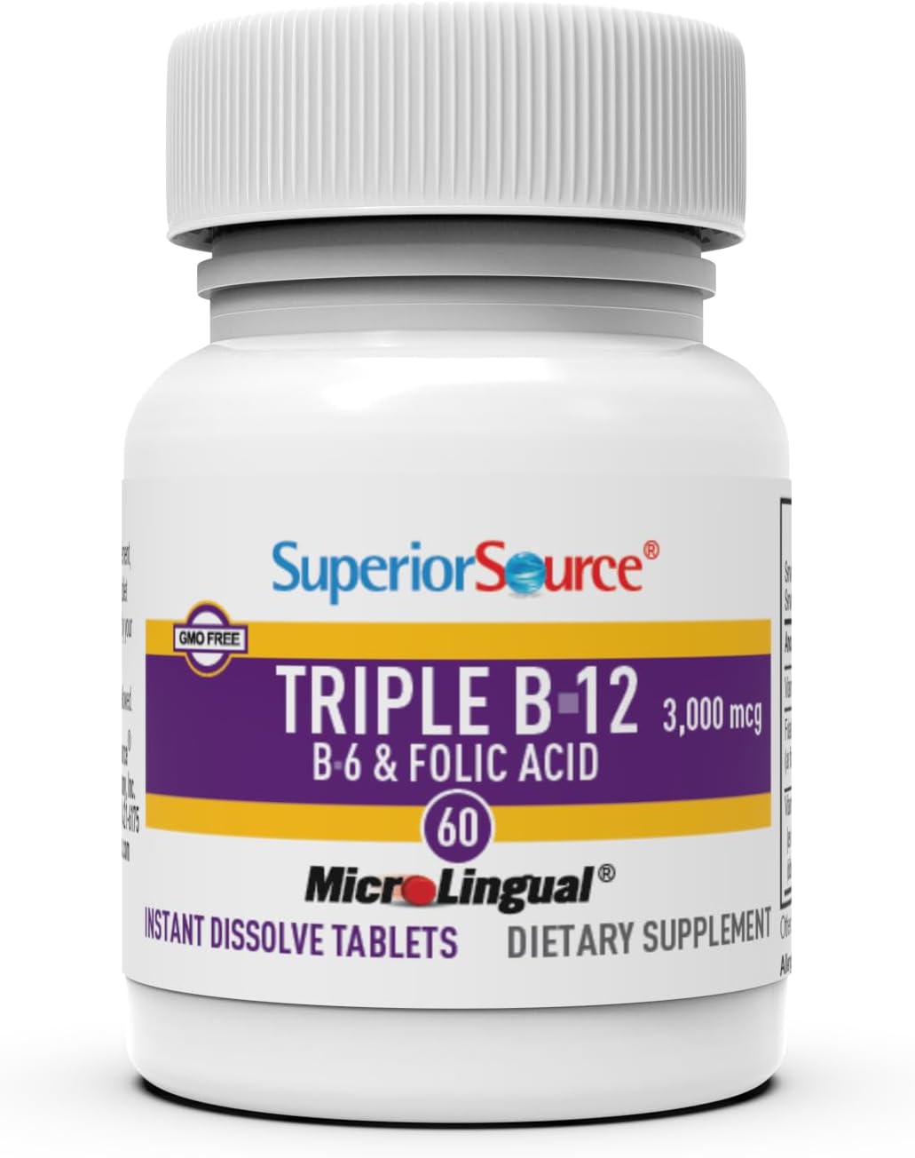 Superior Source NO Shot Triple B-12 3000 mcg with Vitamin B6 and Folic Acid, 60 Sublingual Tablets - görsel 4