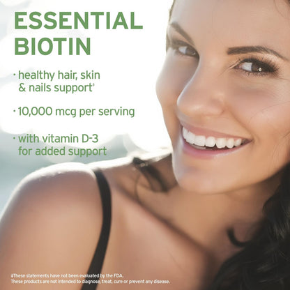 Life-Flo Biotin 10000mcg Drops with Vitamin D3, Liquid Supplement for Hair, Skin & Nails, Natural Vanilla, 60 ml