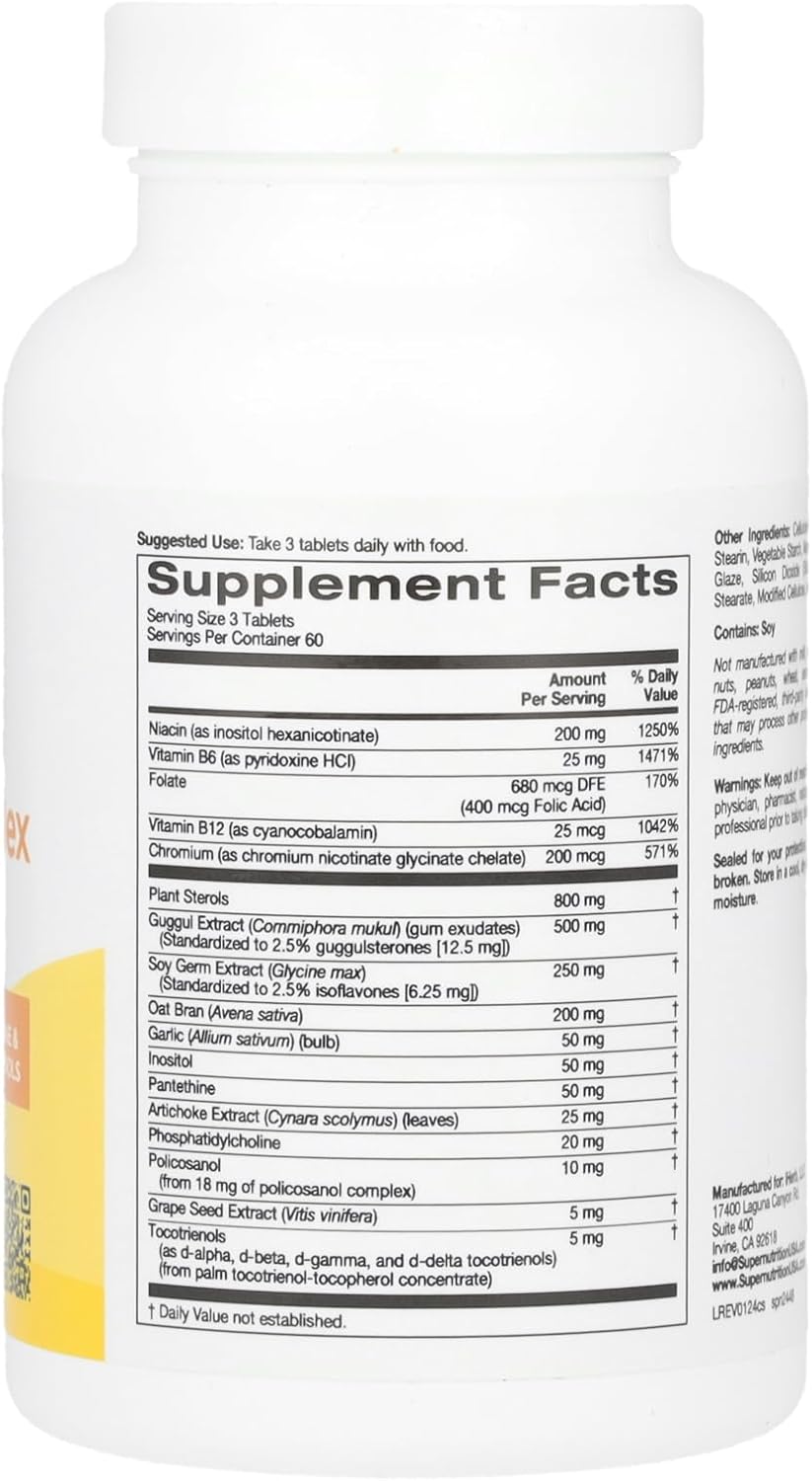 SuperNutrition Plant Sterols & Policosanol Complex with Folate, Guggul Extract, Soya Germ Extract, and Oat Bran, 180 Tablets - görsel 2