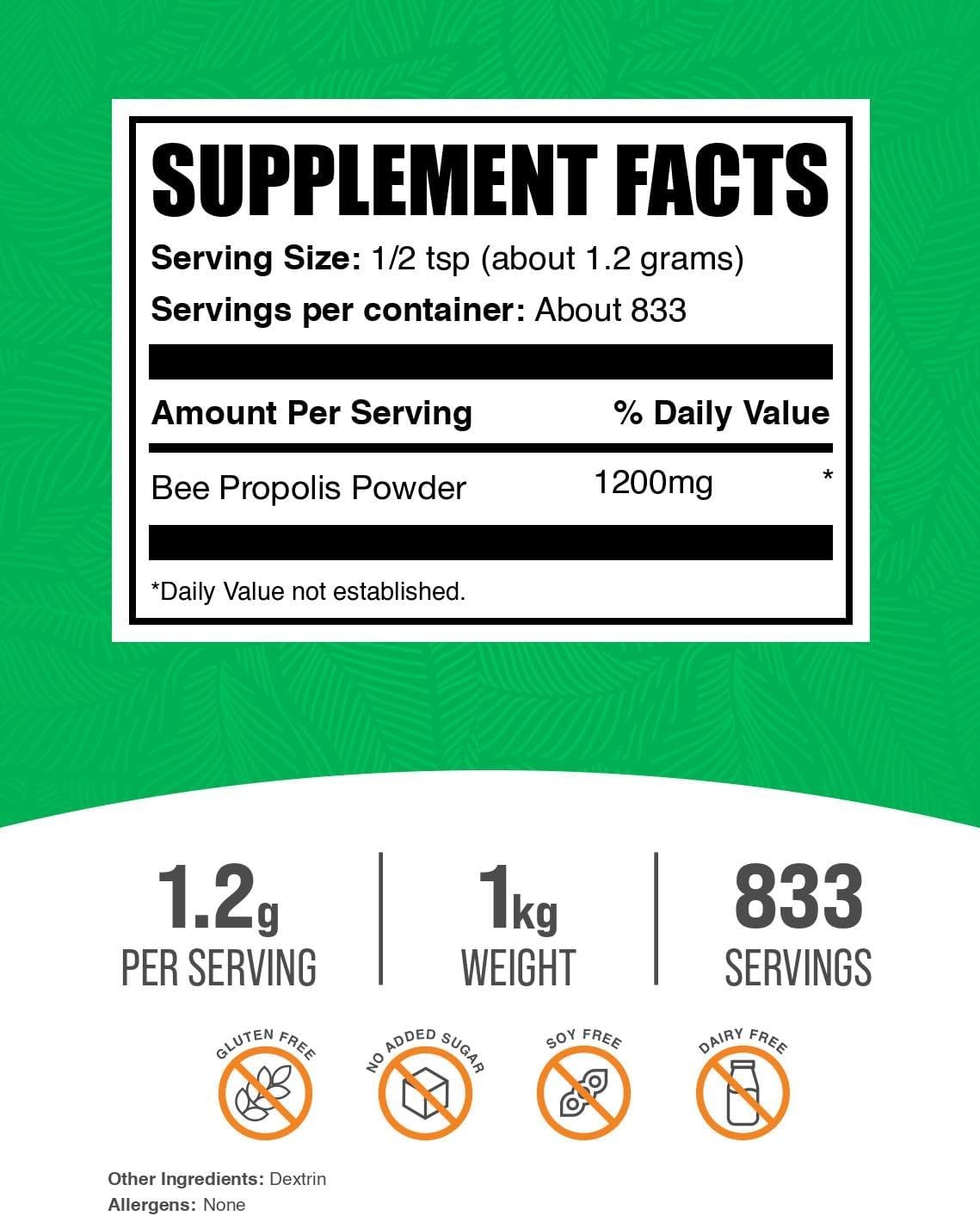 BulkSupplements.com Bee Propolis Powder (1 kg) - görsel 2