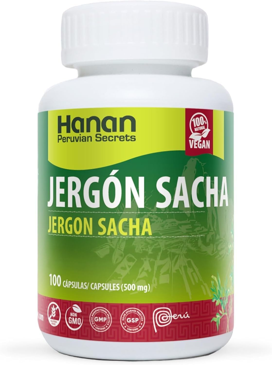 Jergon Sacha 100 Capsules - Natural Dracontium Loretense Krause Leaf Powder from Peru - görsel 1