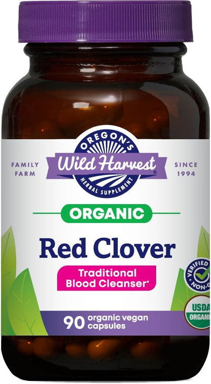 Oregon's Wild Harvest Organic Red Clover Capsules, Non-GMO, 90 Capsules