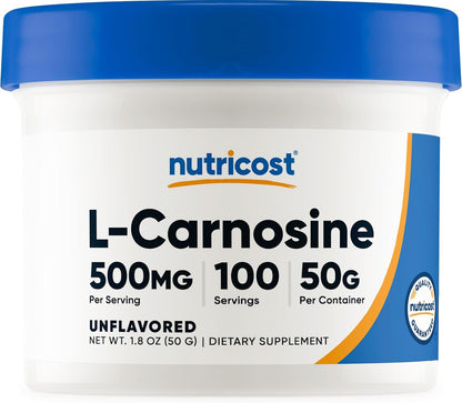 Nutricost L-Carnosine Powder 100g (200 Servings) – Non-GMO