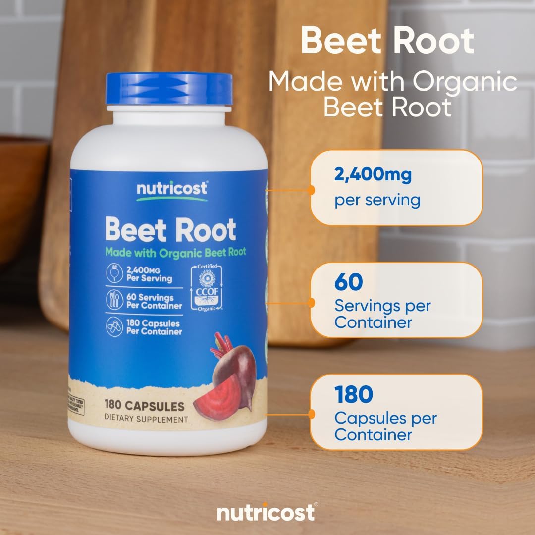 Nutricost Organic Beet Root 2400mg, 180 Capsules - CCOF Certified - görsel 6