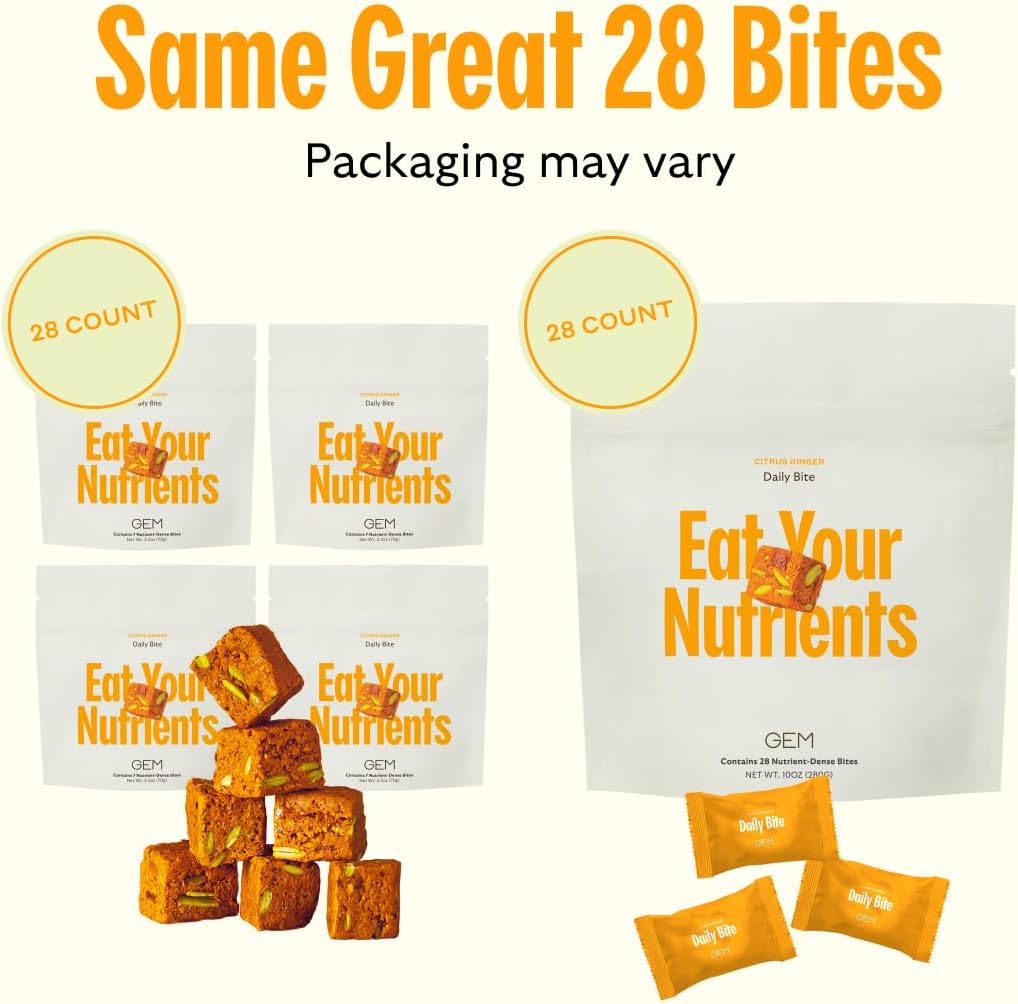 GEM Daily Bite for Women & Men – Wholefood Multivitamin with 20+ Nutrients (Citrus Ginger, 28 Count) - görsel 2