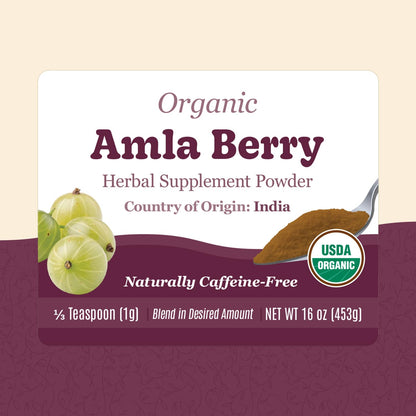 Organic Positively Botanicals Company Amla Berry Powder, Loose Leaf Botanical, 454 g