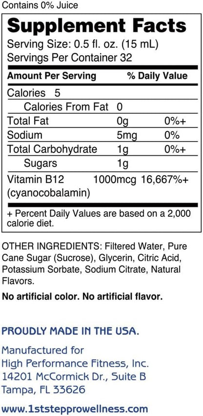1st Step Liquid B-12, Cherry Charge, 473 ml