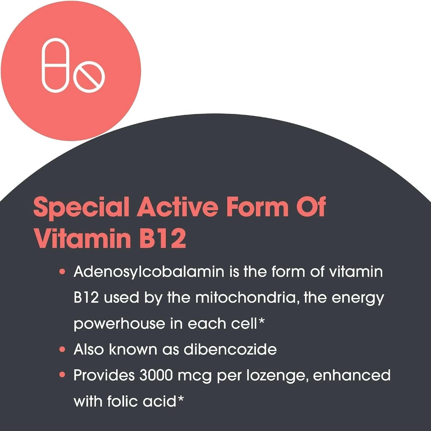 Nutricology B12 Adenosylcobalamin 3000 mcg - Active Vitamin B12 Lozenges - Mitochondrial Energy & Nerve Support - Vegetarian - 60 Lozenges - görsel 4