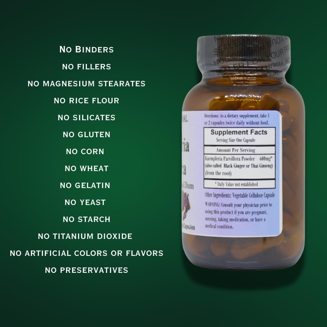 Barlowe's Herbal Elixirs Kaempferia Parviflora Supplement | Black Ginger | 600mg | 60 Veggie Capsules | Supports Vitality & Wellbeing | Stearate Free - görsel 4