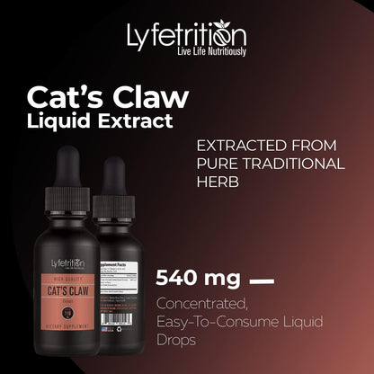 Cat’s Claw 540mg Liquid Extract, 118ml (220 Servings) by Lyfetrition
