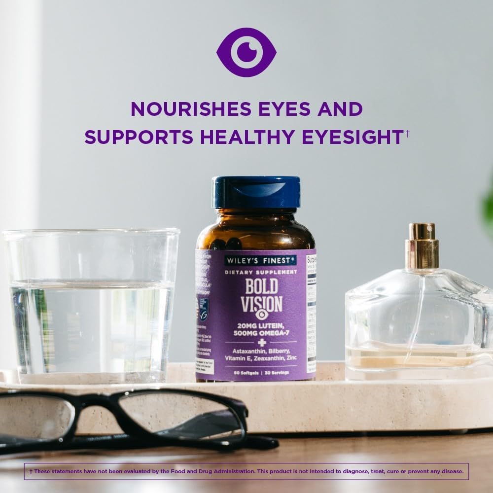 Wiley's Finest Wild Alaskan Fish Oil Bold Vision - Eye Health Food Supplement with Lutein and Omega-7 - 60 Softgels - görsel 4