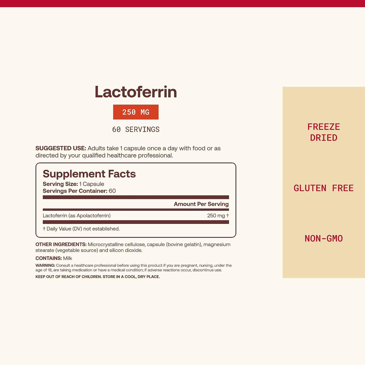 Jarrow Formulae Lactoferrin 250 mg – 60 Capsules - görsel 4