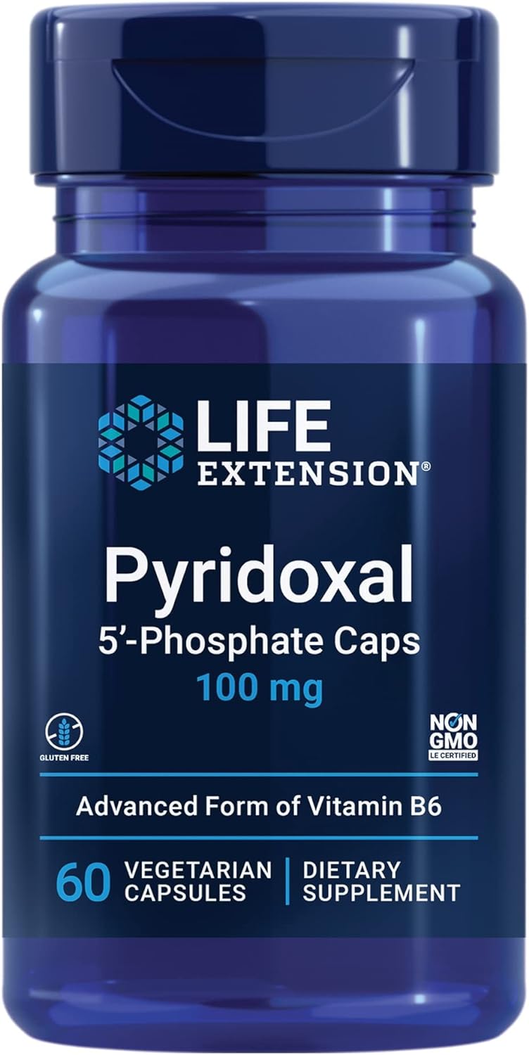 Life Extension Pyridoxal 5'-Phosphate (P5P) - Vitamin B6 100 mg, 60 Vegetarian Capsules - görsel 1