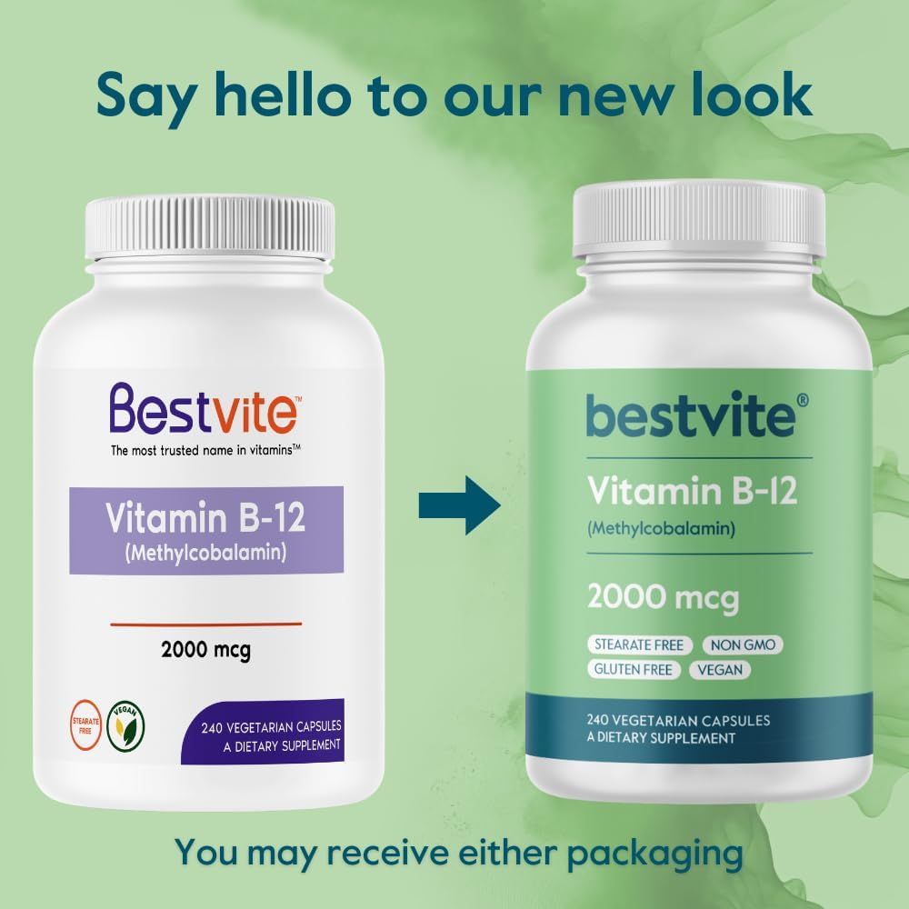 Vitamin B12 (Methylcobalamin) 2000mcg - 240 Vegan Capsules | BESTVITE - görsel 7