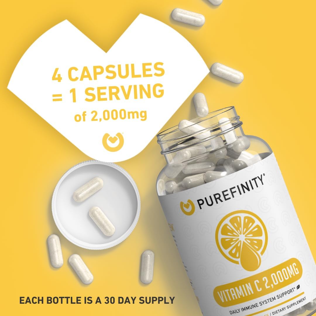 PUREFINITY Vitamin C 2000mg Capsules – Double Strength, High Absorption, 120 Capsules - görsel 2