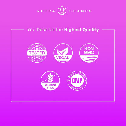 NutraChamps Sugar Free Biotin Gummies 10000mcg – High Potency for Hair, Skin & Nails, Vegan, Non-GM, Raspberry Flavour