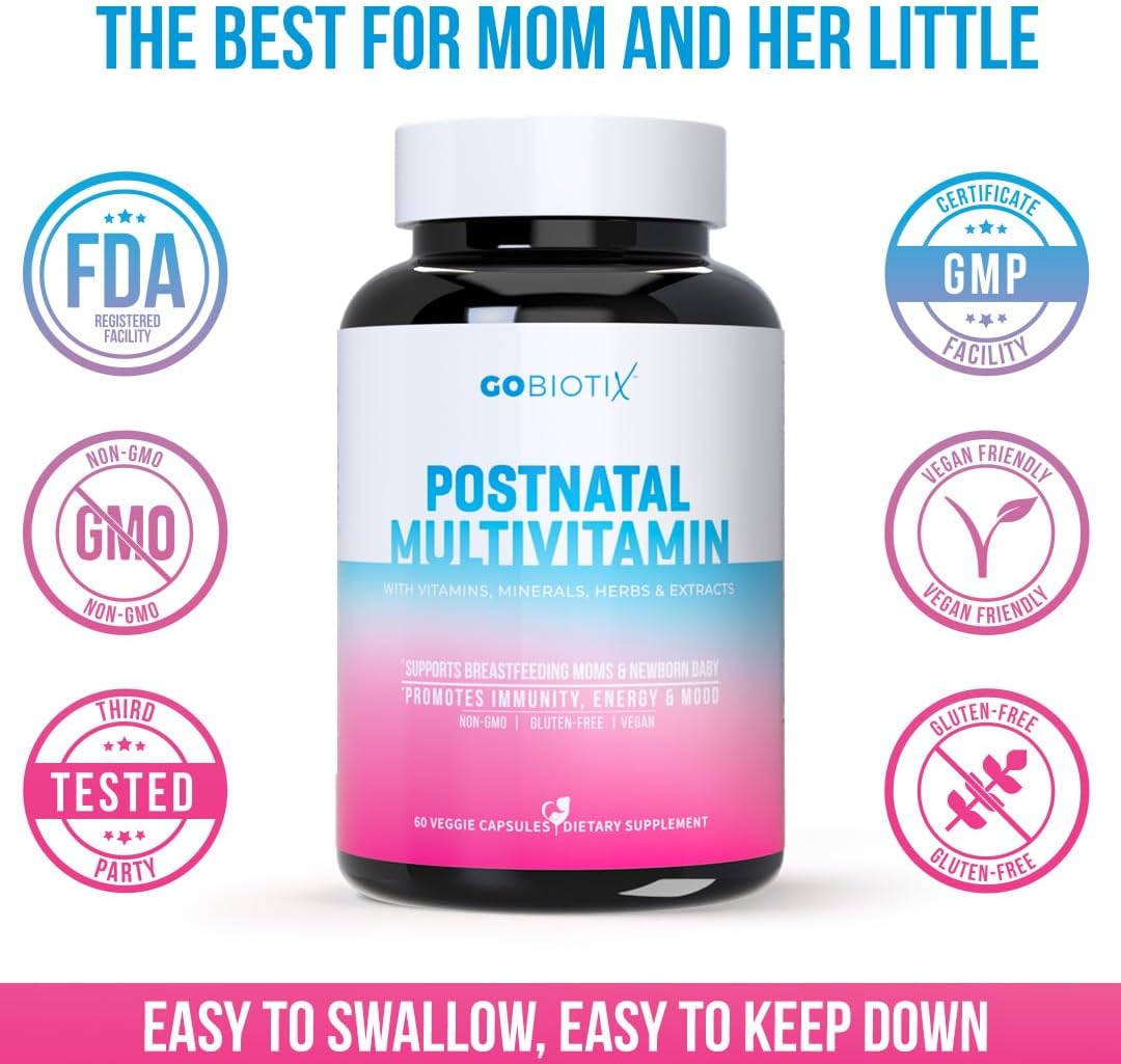 GOBIOTIX Postpartum Vitamins for Breastfeeding Mum - Postnatal Lactation Supplement with Organic Herbs, Minerals and Nutrients, Non GMO, Vegan, 60 Capsules - görsel 6
