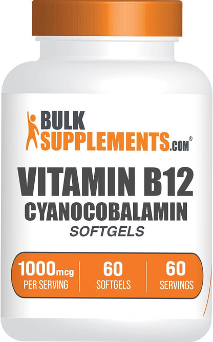 BulkSupplements Vitamin B12 1000mcg Softgels – Cyanocobalamin, 60 Softgels