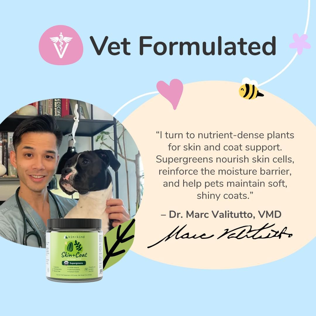 kin+kind Skin and Coat Supplement for Dogs & Cats – Organic Whole-Food Supergreens – 8 oz - görsel 8