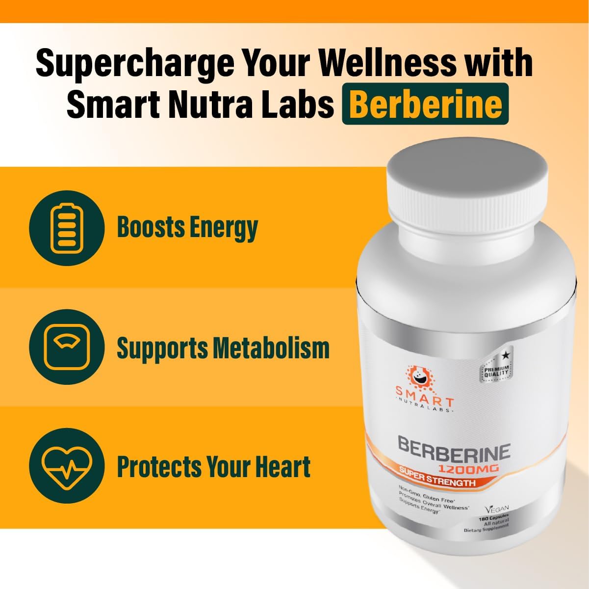 Smart Nutra Labs High Strength Berberine HCL 1200mg - 180 Vegan Capsules - görsel 4