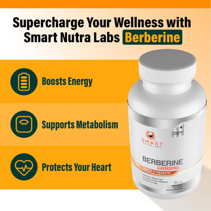 Smart Nutra Labs High Strength Berberine HCL 1200mg - 180 Vegan Capsules