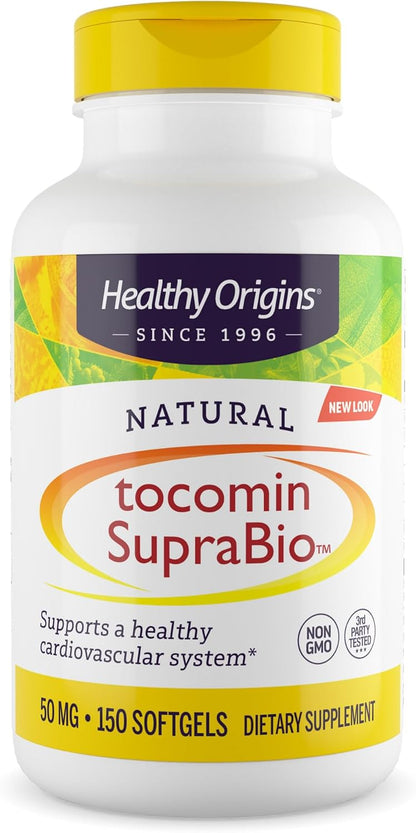 Healthy Origins Tocomin SupraBio (Tocotrienols), 50 mg - Vitamin E Supplement for Heart and Skin Health, 60 Softgels