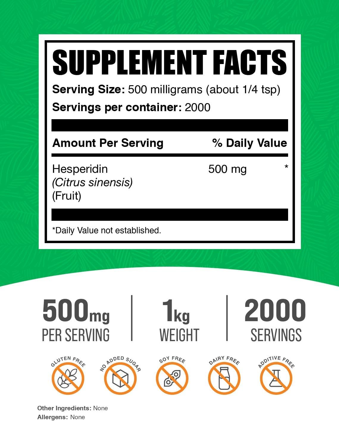BulkSupplements.com Hesperidin Powder - Hesperidin Supplement, 500mg per Serving, 1kg (2.2 lbs) - görsel 2