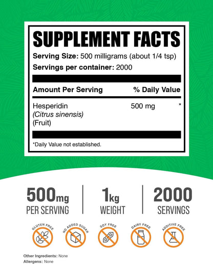 BulkSupplements.com Hesperidin Powder - Hesperidin Supplement, 500mg per Serving, 1kg (2.2 lbs)