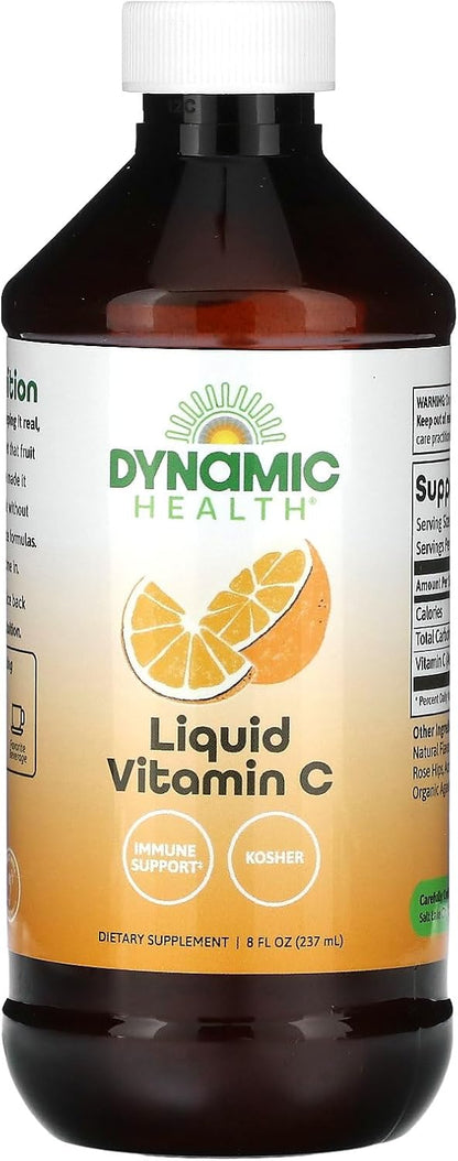 Dynamic Health Liquid Vitamin C 240 ml – 1000 mg per Serving with Rose Hips and Bioflavonoids