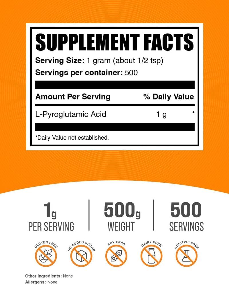 BulkSupplements.com L-Pyroglutamic Acid Powder - 500g - görsel 2