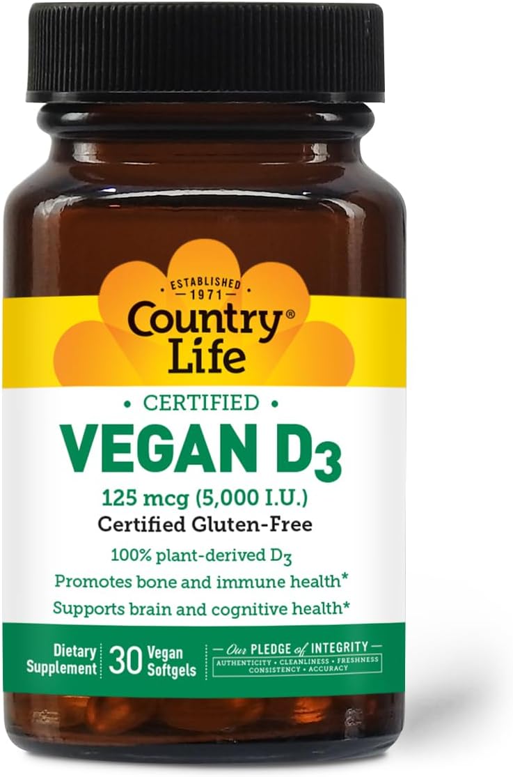 Country Life Vegan D3 5000 IU – Plant-Derived Vitamin D3 from Lichen – 30 Softgels - görsel 4