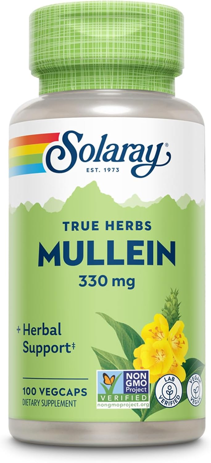 SOLARAY Mullein Leaf 330mg Vegan Capsules - Traditional Support for Respiratory and Bronchial Health (Pack of 2, 100 Capsules) - görsel 8
