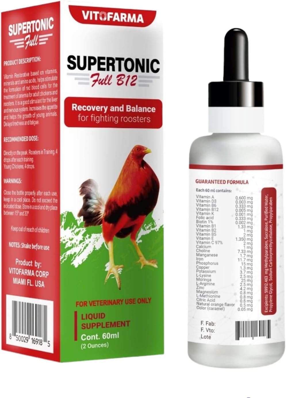 VITOFARMA Supertonic Full B12 for Rooster - Multivitamin Boosters for Roosters, Vitamin Recovery Liquid 60ml - görsel 3