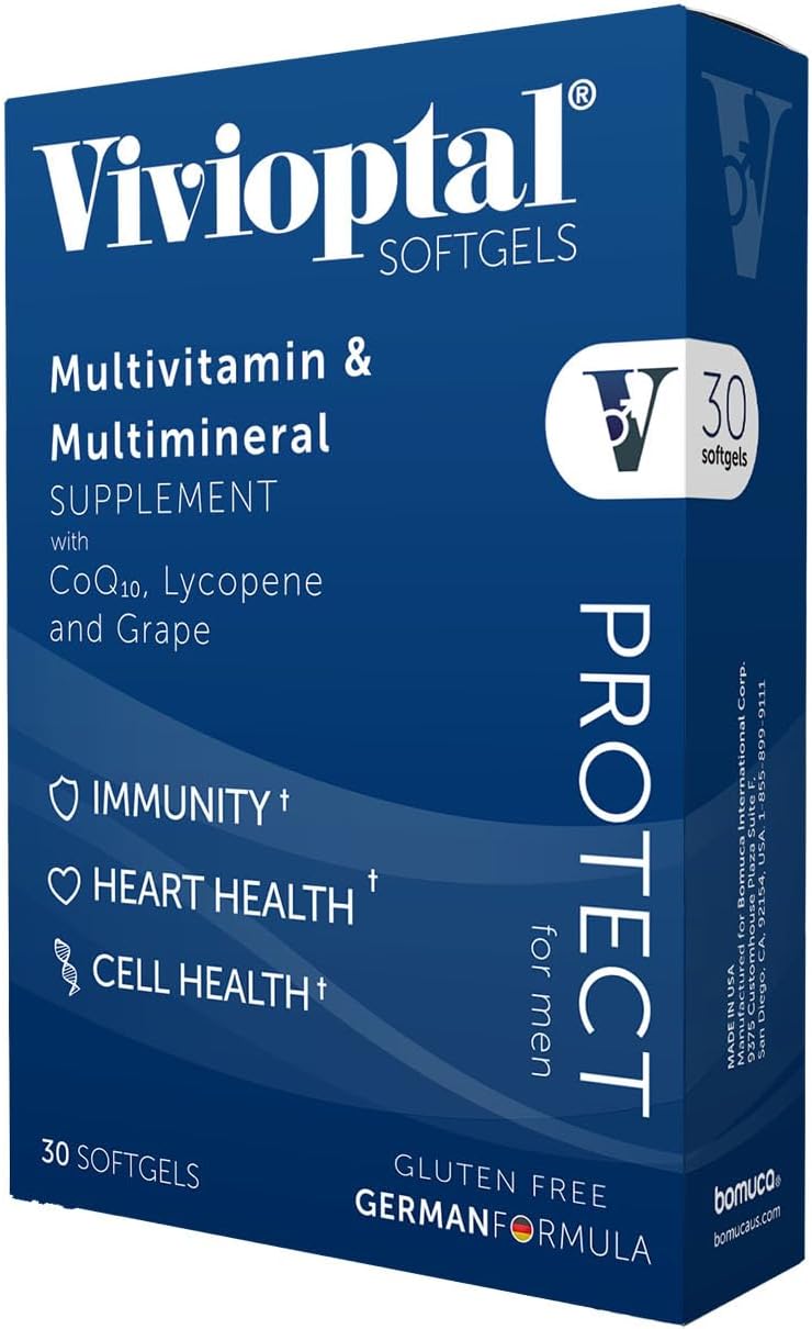 Vivioptal for Men Multivitamin & Multimineral – 30 Capsules with CoQ10, Lycopene & Resveratrol – Gluten-free – German Formula - görsel 1