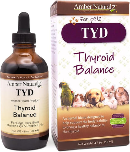 Amber NaturalZ TYD Thyroid Balance Herbal Supplement for Dogs, Cats, Birds, Guinea Pigs and Rabbits