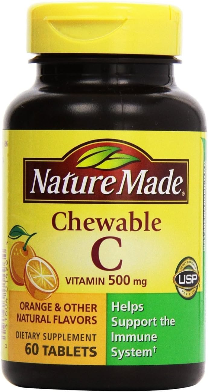 Nature Made Vitamin C 500 mg Chewable Tablets, 120 Tablets (Twin Pack) - görsel 1