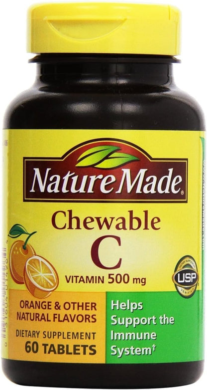 Nature Made Chewable Orange Flavour Vitamin C Tablets, 500 mg, 70 count