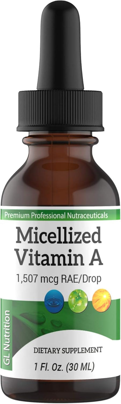 Micellised Vitamin A Drops - Liquid Vitamin A Supplement, 1,507 mcg RAE, 5,025 IU per Drop, 30 ml