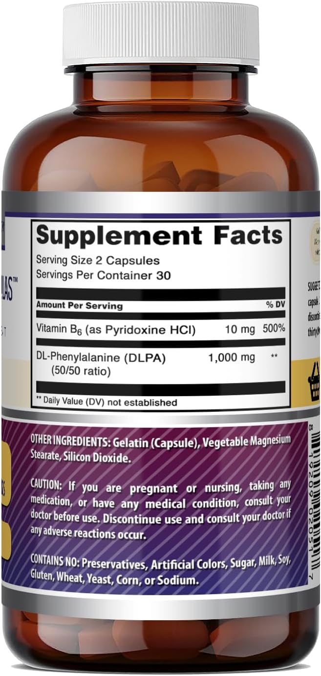 Amazing Formulae DLPA (DL-Phenylalanine) Food Supplement - 1000mg, 60 Capsules - görsel 5