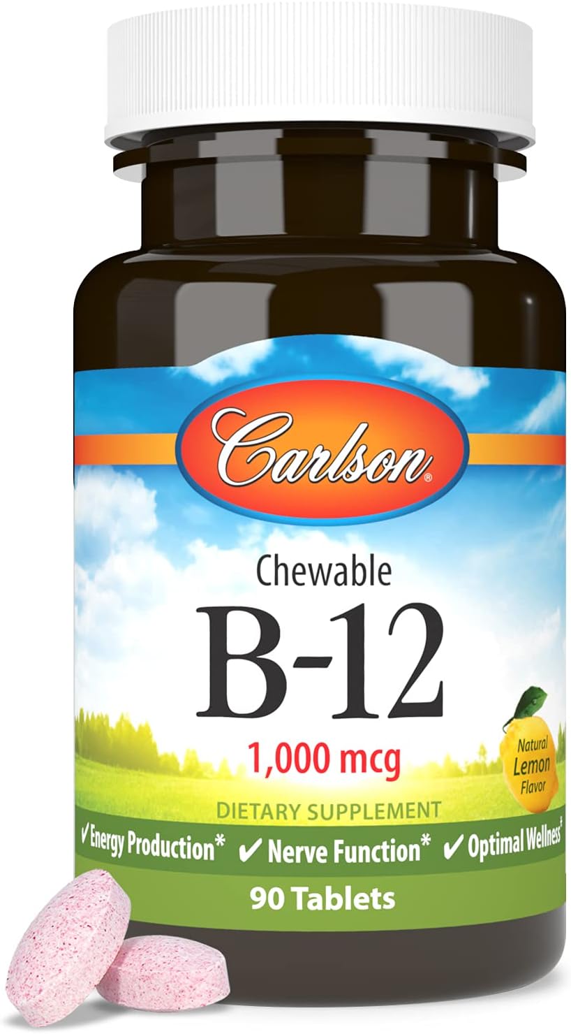 Carlson Chewable B-12, 1000 mcg - Lemon Flavour, 90 Tablets - görsel 5