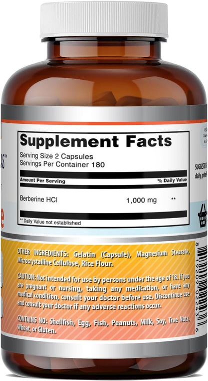 Amazing Formulae Berberine 1000mg Per Serving Capsules (360 Count)