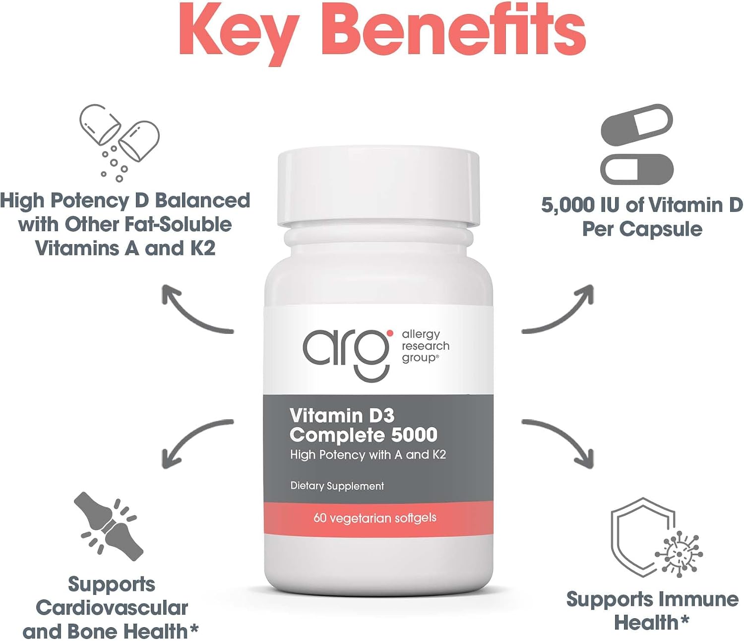 Allergy Research Group Vitamin D3 Complete 5000 with Vitamin A & K2 - görsel 7
