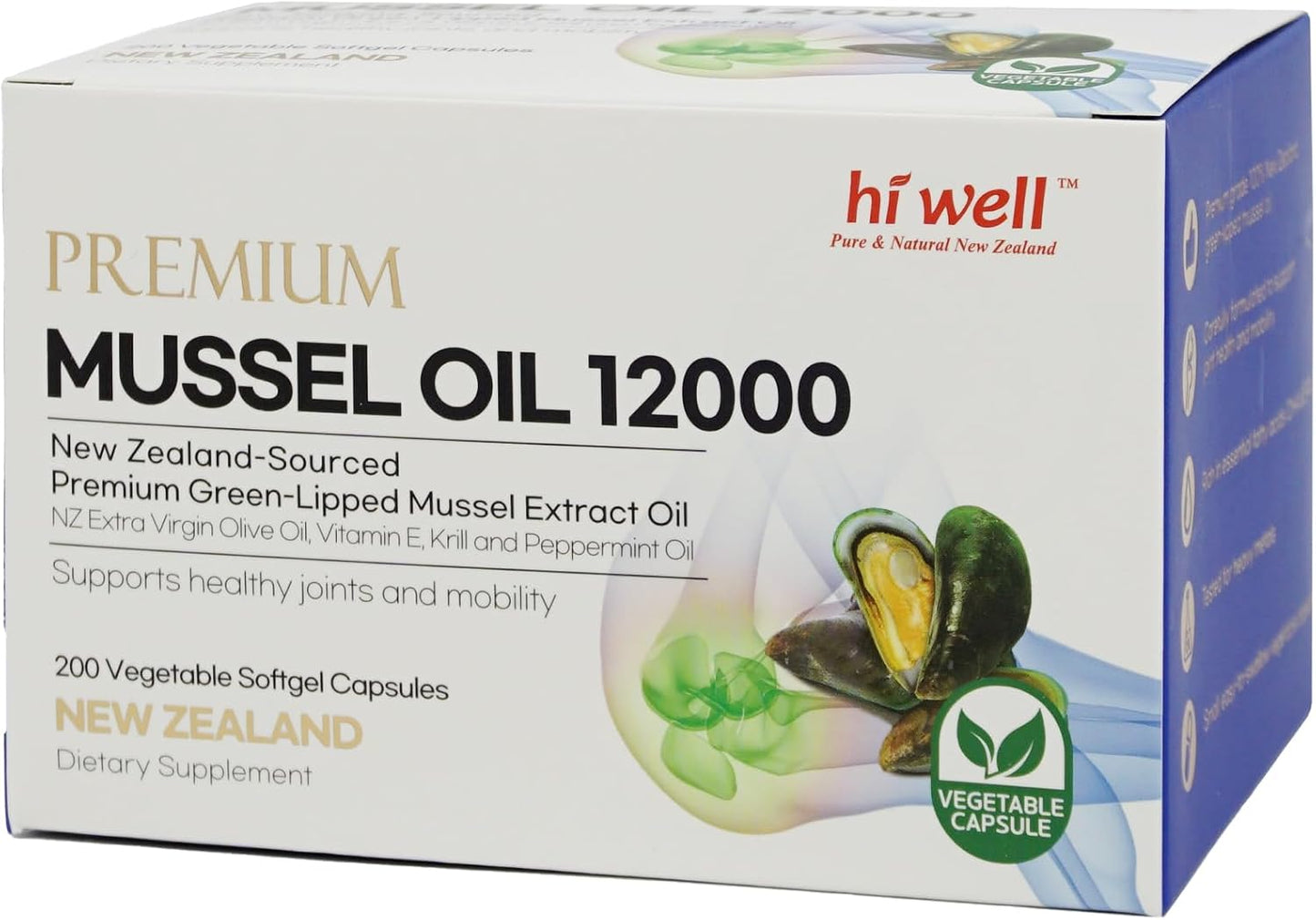 Hi Well Premium New Zealand Green-Lipped Mussel Oil – 200 Softgels - görsel 5